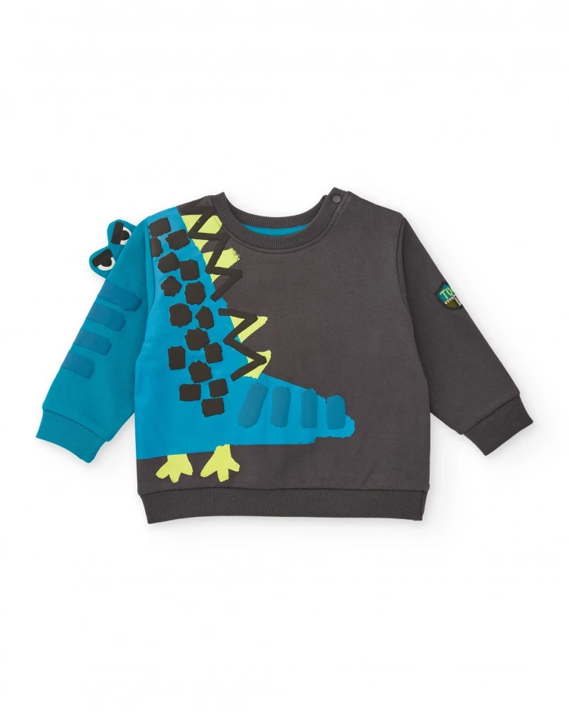 sudadera-para-nino-en-gris-y-azul-con-estampado-de-dinosaurio-y-detalles-en-3d